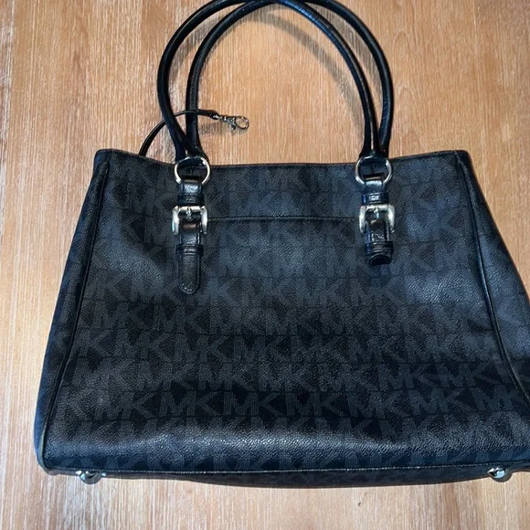 Michael Kors purse. Black MK pattern. EUC - Picture 3 of 4